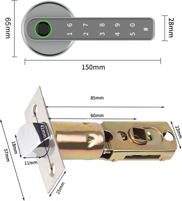 UCMDA Smart Lock - Fingerprint Door Lock with Handle, Keyles... - Image 4