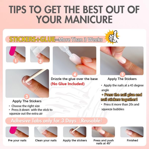 KQueenest Floral French Tip Press on Nails Short Oval, Yello... - Image 5