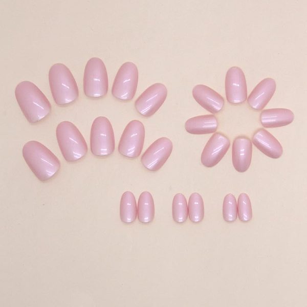 JUSTOTRY 24 Pcs Aurora Almond Short Fake Nails Pattern,Pink ... - Image 4