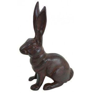 Cast Iron Sitting Bunny Rabbit Garden Statue Patio Yard Larg...