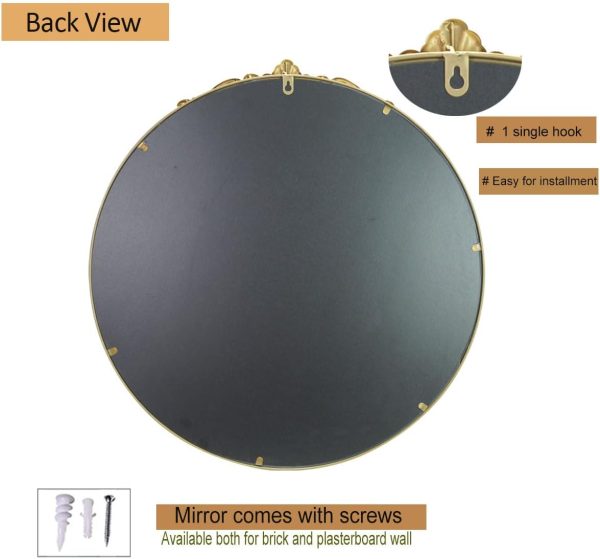 LOVNAHO Gold Mirror, Round Antique Mirror Large Circle Vinta... - Image 7