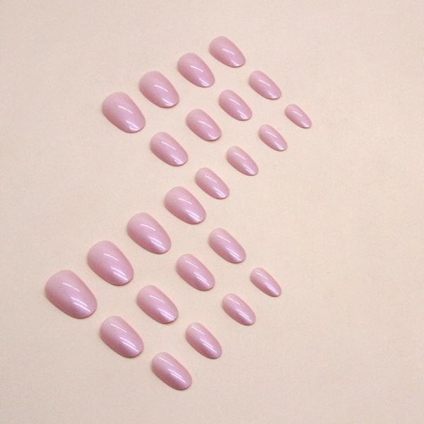 JUSTOTRY 24 Pcs Aurora Almond Short Fake Nails Pattern,Pink ... - Image 2