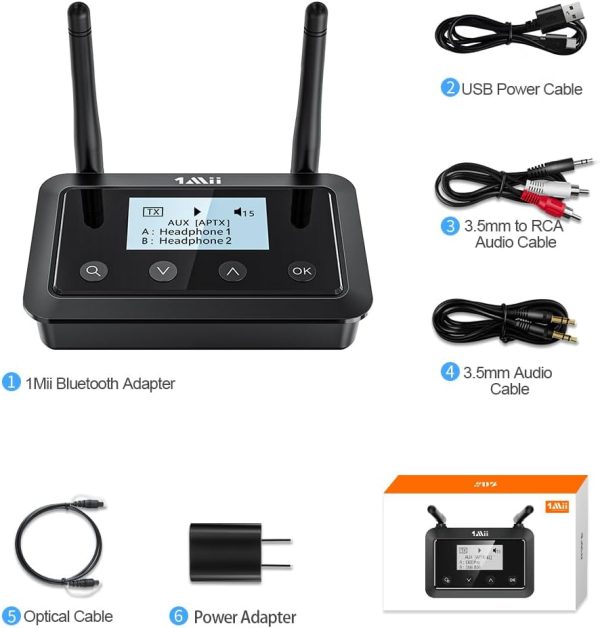 1Mii B03+ Bluetooth Transmitter Receiver for TV Home Stereo,... - Image 8