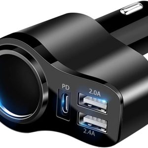 IDOLCO 4 in 1 USB C Car Charger, 168W Multi USB Cigarette Li...