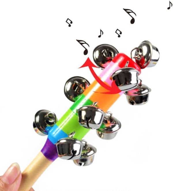 Wooden Jingle Hand Bells,Rainbow Handle Wooden Bells Jingle ...