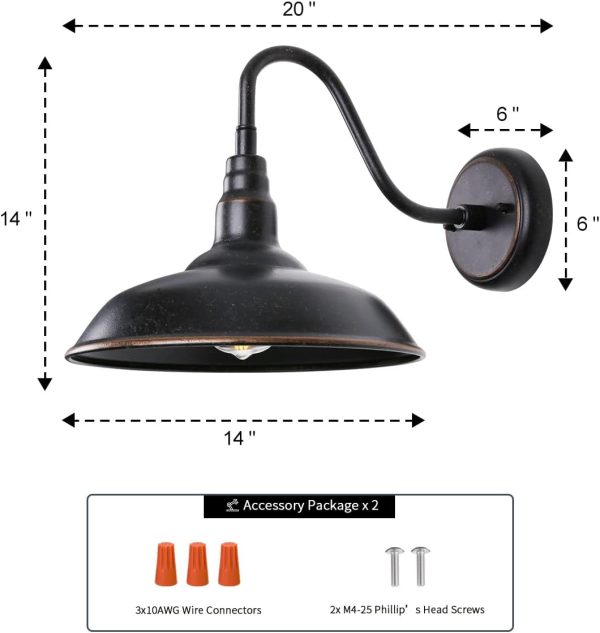 GOALPLUS 14in. Outdoor Gooseneck Barn Light for Garage, 2 Pa... - Image 6