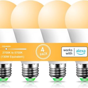 Alexa Light Bulb 130W Equivalent, Smart Light Bulbs Warm Whi...