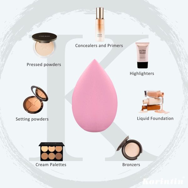Korintin 6 Pcs Makeup Sponges Foundation Blending Beauty Spo... - Image 5