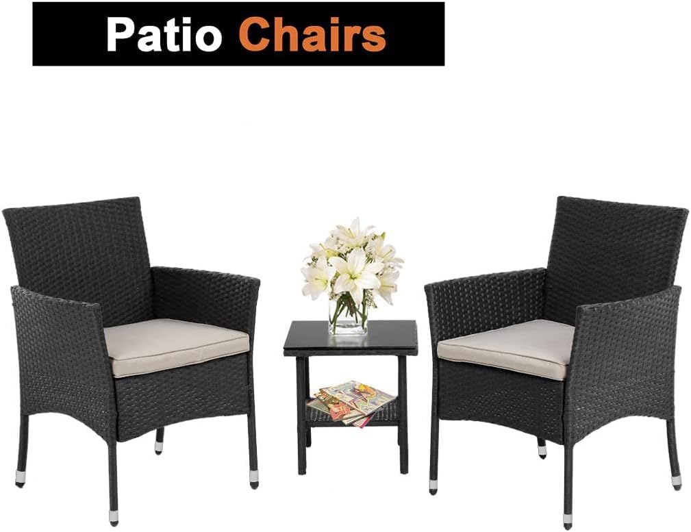 FDW Wicker Patio Furniture 3 Piece Furniture Patio Chairs Ou…