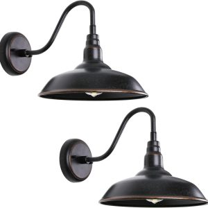 GOALPLUS 14in. Outdoor Gooseneck Barn Light for Garage, 2 Pa...