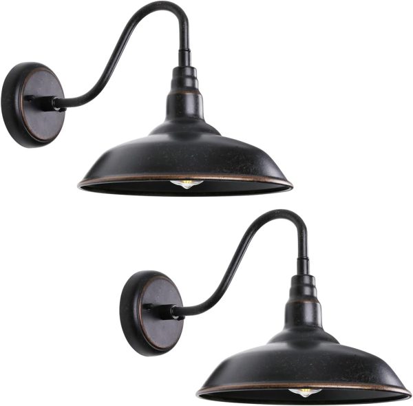GOALPLUS 14in. Outdoor Gooseneck Barn Light for Garage, 2 Pa...