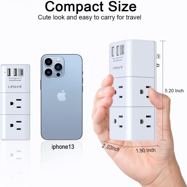 Surge Protector USB Outlet Extender - QINLIANF 3-Sided Multi... - Image 6