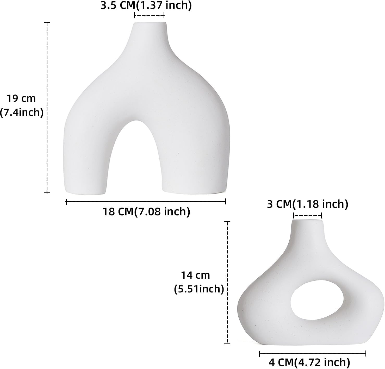 CEMABT White Ceramic Vase Set of 2 for Modern Minimalist Boh…