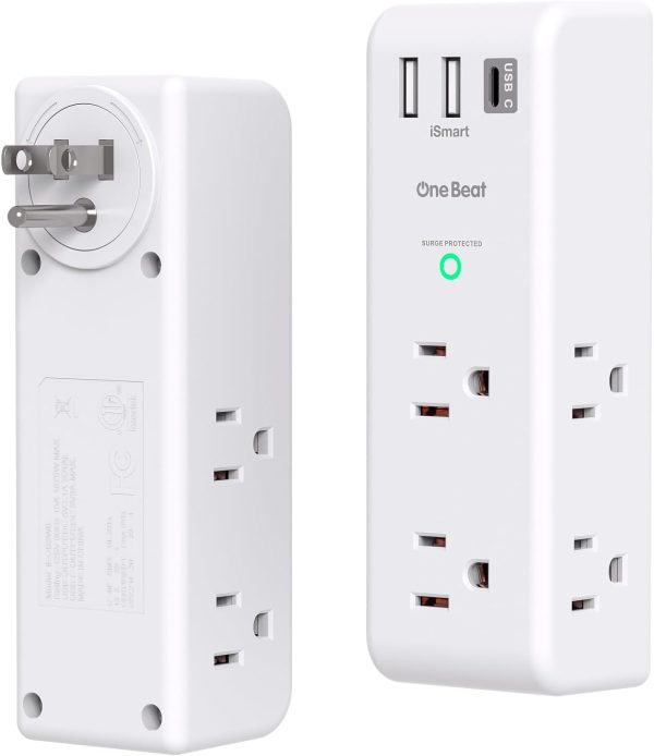 2 Pack Surge Protector Outlet Extender with Rotating Plug, 6...