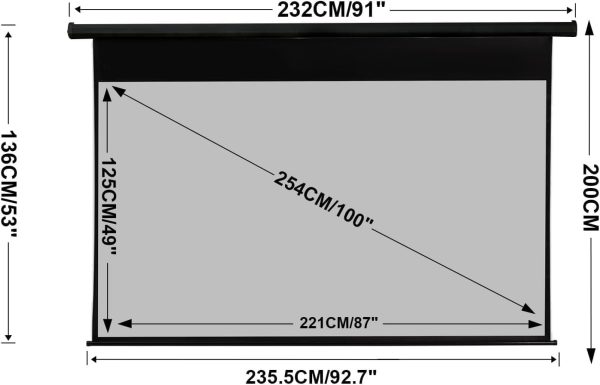 MPlUS Electric Remote Control Projector Screen 100 "16:9 4K ... - Image 2