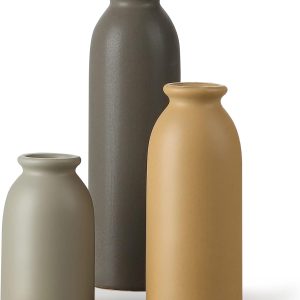 Ceramic Rustic Vase Sets for Home Decor, CwlwGO- Set of 3 De...