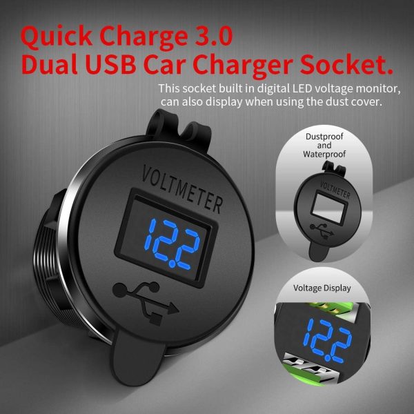 DaierTek 12V Dual USB Charger Socket for Automotive Car Mari... - Image 3