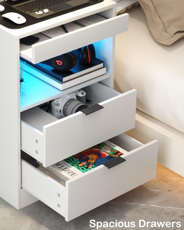 Gadroad LED Nightstand Bedside Table with Charging Station, ... - Image 8