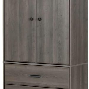 South Shore Furniture Versa 2-Door Armoire with Drawers, Gra...