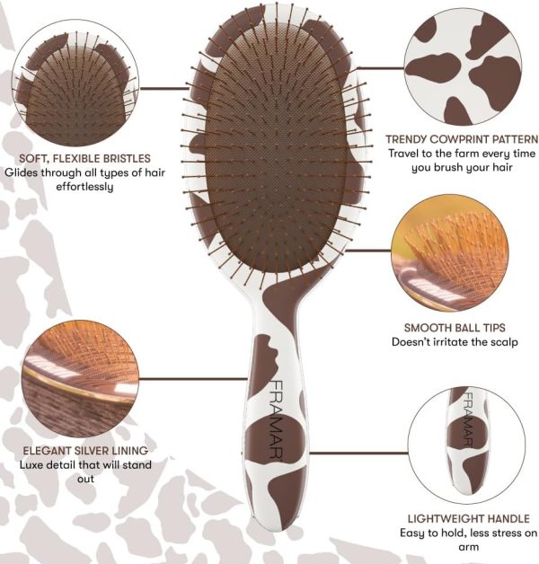 FRAMAR Cow Print Detangling Hair Brush – Hair Brush For Wome... - Image 2