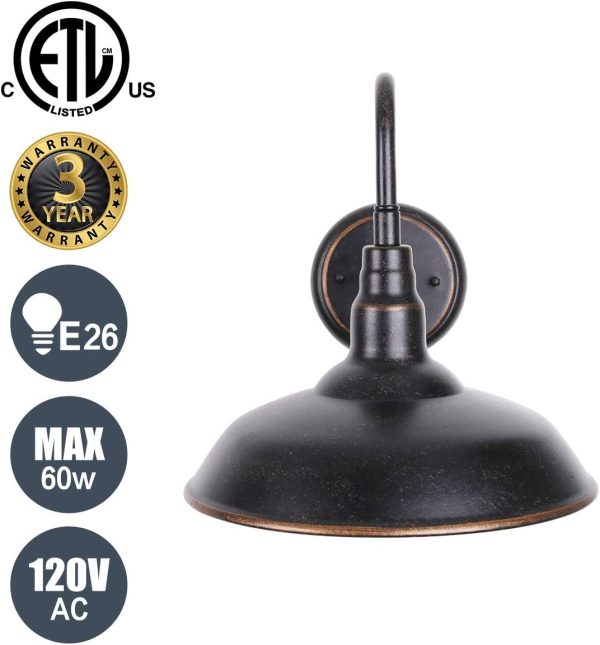 GOALPLUS 14in. Outdoor Gooseneck Barn Light for Garage, 2 Pa... - Image 8