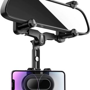 Rearview Mirror Phone Holder for Car,360°Rotatable and Retra...