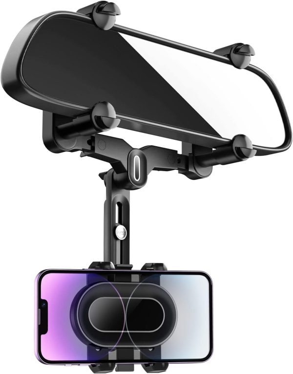 Rearview Mirror Phone Holder for Car,360°Rotatable and Retra...