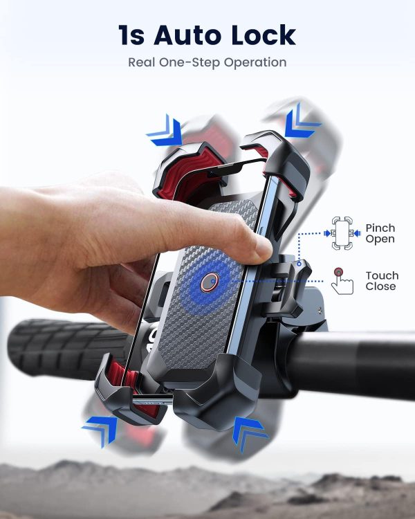 JOYROOM Motorcycle Phone Mount, [1s Auto Lock][100mph Milita... - Image 2