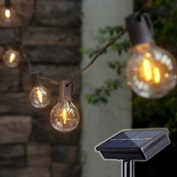 ALL FORTUNE Solar Outdoor String Lights, 15FT G50 Patio Ligh...