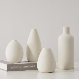CEMABT White Ceramic Vase Set - 4 Small Vases for Flowers, U...