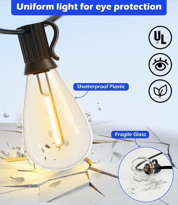 luckystyle 120FT LED Outdoor String Lights with 30+2 Edison ... - Image 4
