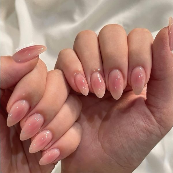 KQueenest Ombre Pink Press on Nails Short Almond Shape, Blus... - Image 2