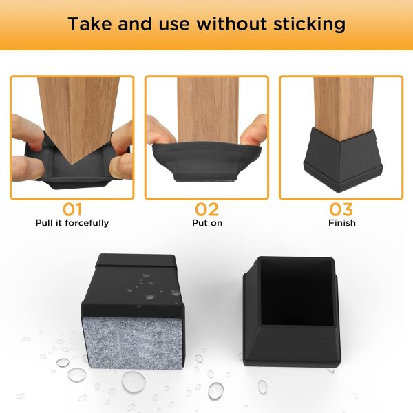 16 PCS Square Silicone Chair Leg Floor Protector, Chair Leg ... - Image 4