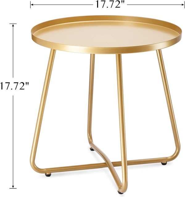 danpinera Outdoor Side Tables, Weather Resistant Steel Patio... - Image 3