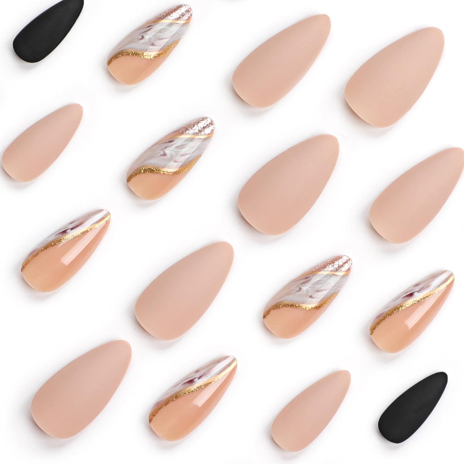 24PCS Press on Nails Short Long French Tips – Fake Nails, Gl…