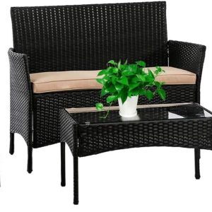 FDW Wicker Patio Furniture 4 Piece Patio Set Chairs Wicker S...