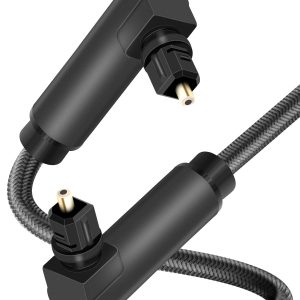 GELRHONR Double 90 Degree Optical Audio Cable, Right Angle T...