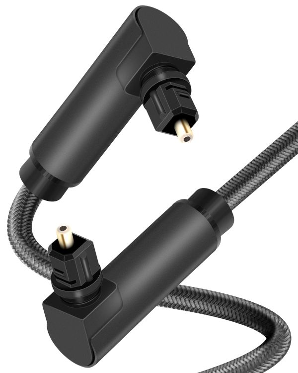GELRHONR Double 90 Degree Optical Audio Cable, Right Angle T...