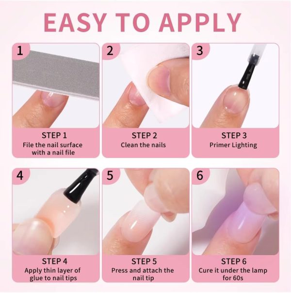 AddFavor 120pcs Ombre Press on Nails - Pink White Gradient F... - Image 8