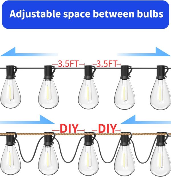 luckystyle 120FT LED Outdoor String Lights with 30+2 Edison ... - Image 3
