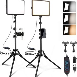 2-Pack LED Video Light Kit, NiceVeedi 2800-6500K Dimmable Co...