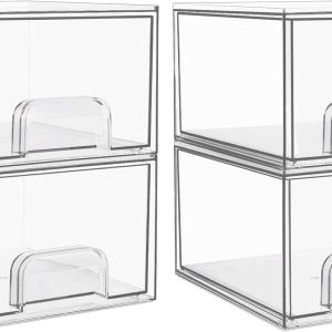 Vtopmart 4 Pack Stackable Makeup Organizer Storage Drawers, ...