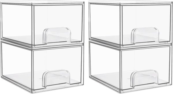 Vtopmart 4 Pack Stackable Makeup Organizer Storage Drawers, ...