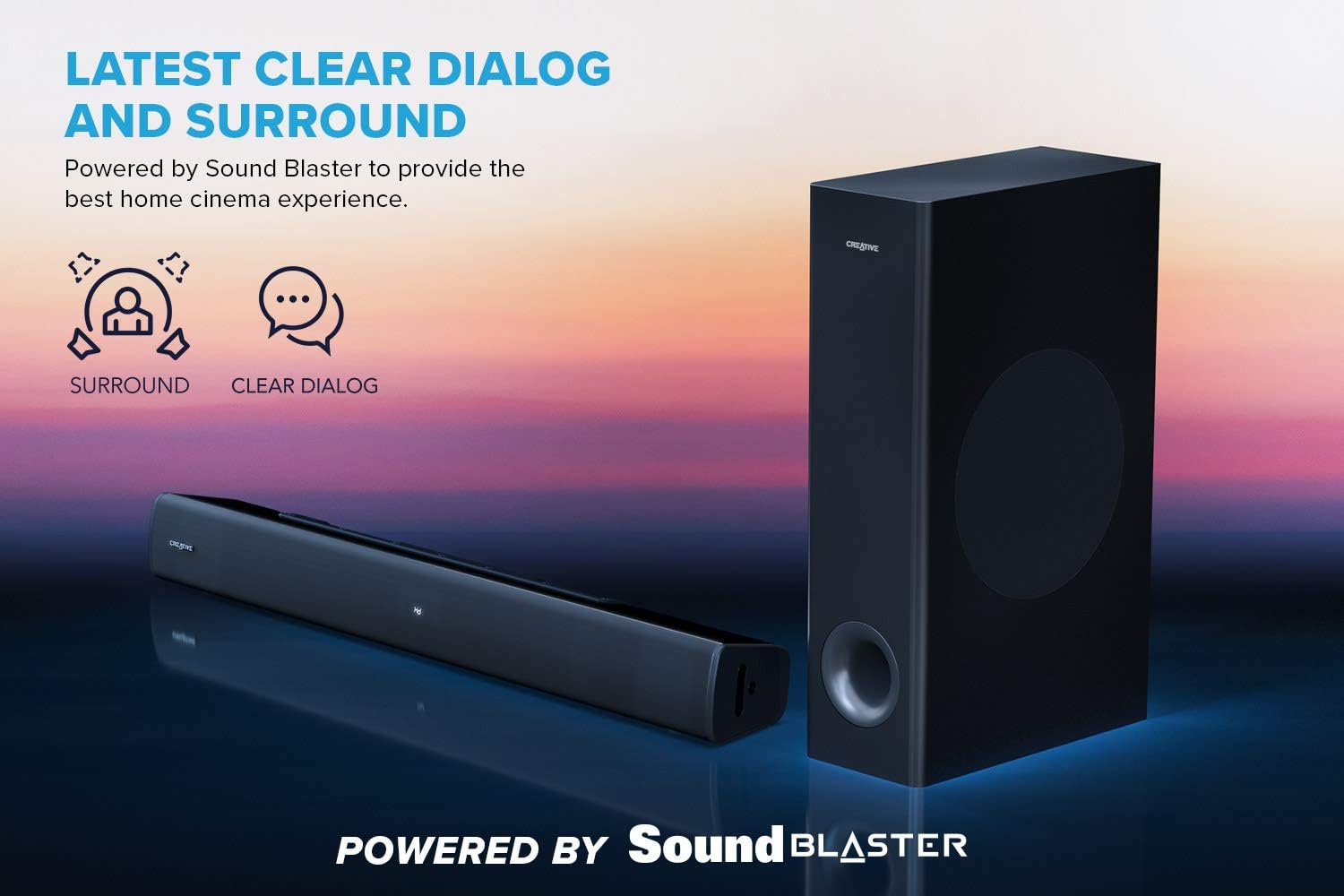 Creative Stage V2 2.1 Soundbar with Subwoofer, Clear Dialog …