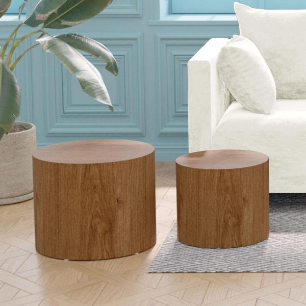 kevinplus Modern Mid-Century Small Coffee Table Wood Round S... - Image 7