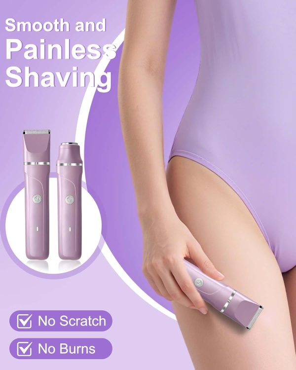 Bikini Trimmer Women,2 in 1 Painless Electric Razor and Faci... - Image 3