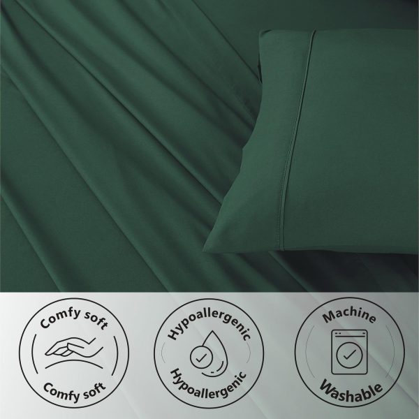 SereneSleep Queen Sheet Set Bottle Green- 4 Pieces Premium M... - Image 6