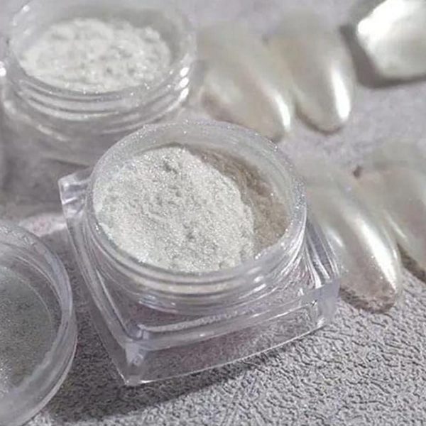 White Pearl Chrome Nail Powder,Mirror Effect Aurora Magic Pe... - Image 7