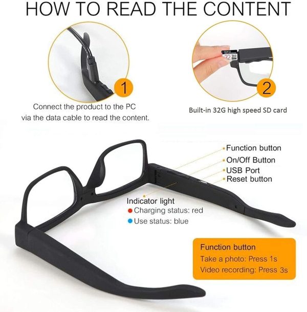 Smart Wearable Video Camera Glasses with 1080p Camera for Ou... - Image 3