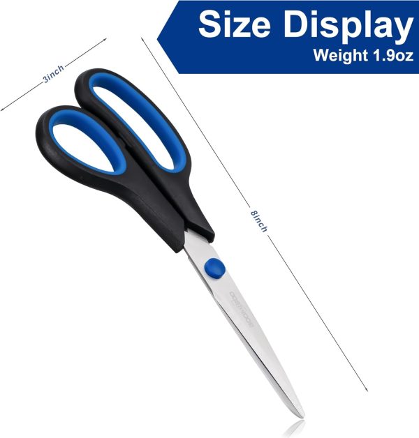 Scissors, BOOMIBOO 8" All Purpose 6 Pack - Comfort-Grip Scis... - Image 5